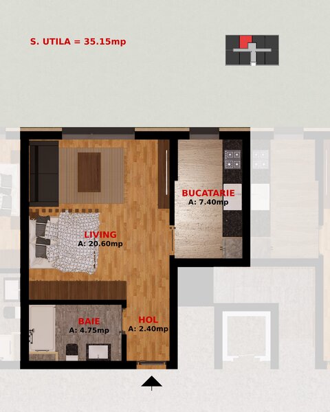 Dobroesti, garsoniera si apartamente 2 camere