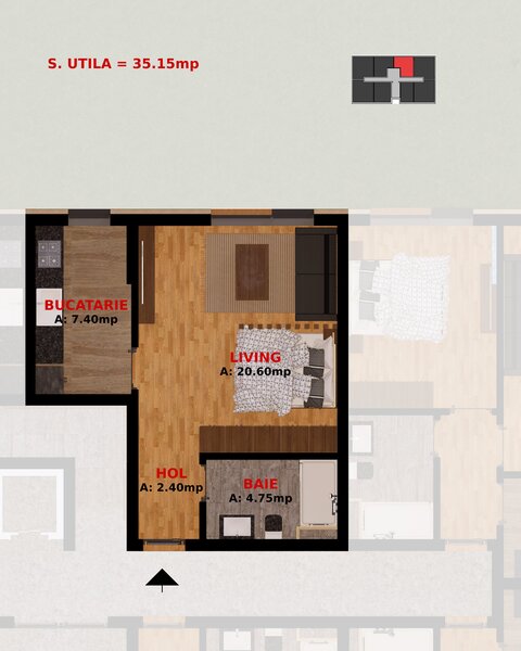 Dobroesti, garsoniera si apartamente 2 camere