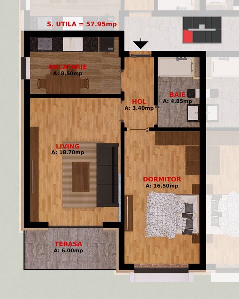 Dobroesti, garsoniera si apartamente 2 camere