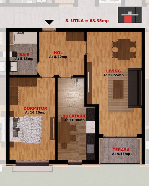 Dobroesti, garsoniera si apartamente 2 camere